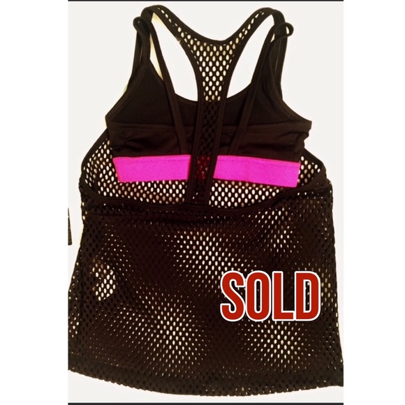 NWT Black Net Workout Tank w/ Built-In Sports Bra - Picture 1 of 8